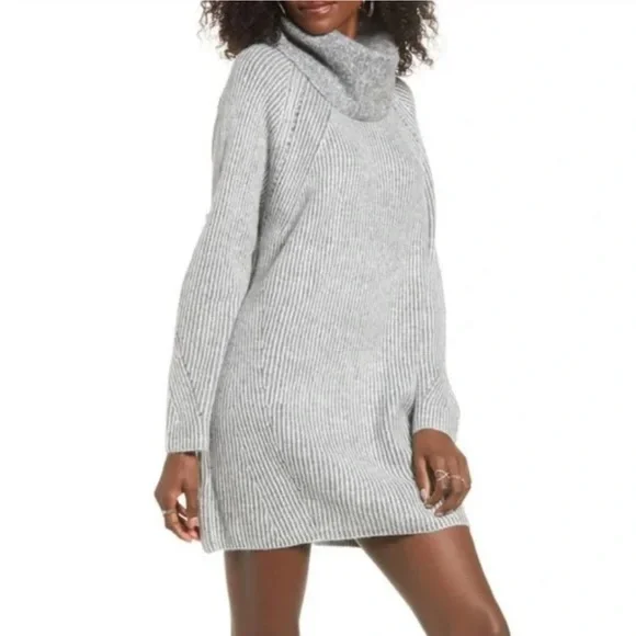 Topshop Turtleneck Sweater Dress Charcoal